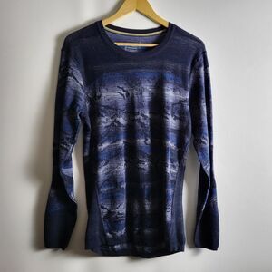SMARTWOOL Long Sleeve Shirt Men M IntraKnit Thermal Merino Base Layer Wool Blue